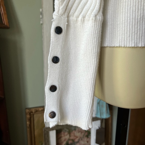 ALFANI BATWING OFF WHITE BLOUSE SIZE LARGE RIBBED PATTERN (FITS SMALL) - Picture 4 of 10